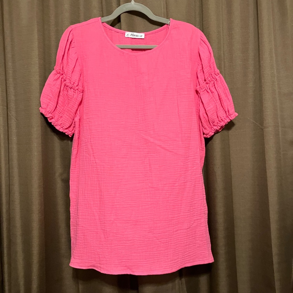 Textured T with Puffy Sleeves